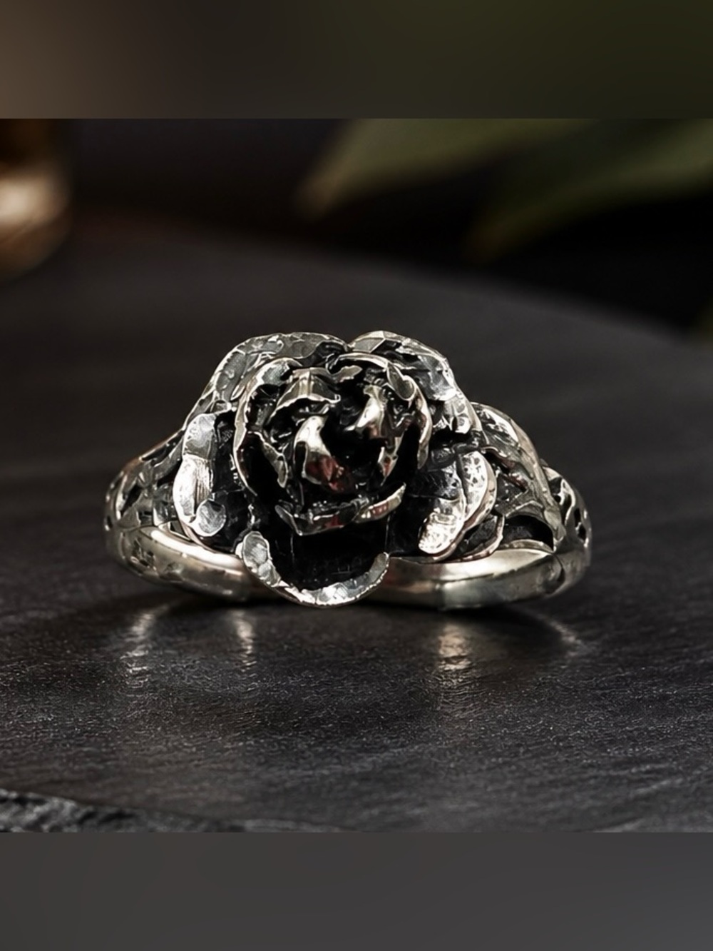 Size 6.5 Sterling Silver Floral Rose Ring